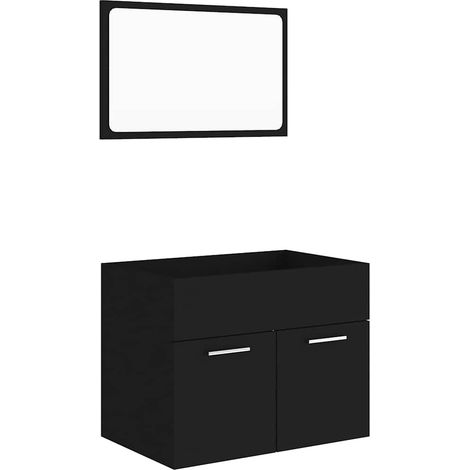 Ensemble de meubles salle de bain 2 pcs Noir Bois d'ingénierie