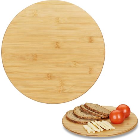 Relaxdays Revolving Bamboo Serving Platter, Round Lazy Susan, 360° Cheese Board, Spices, Snacks & Jams, Ø 32 cm, Natural