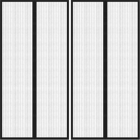 FIMEI Rideaux de porte anti-insectes 2pcs avec aimants Noir 220x100cm (1/5)