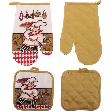 Moufles avec Tapis Antidérapant Résistants la Chaleur en Coton Polyester Cuisine Lot de 2 Sets de Sets pour Diverses Situations de et Pâtisserie (1/5)