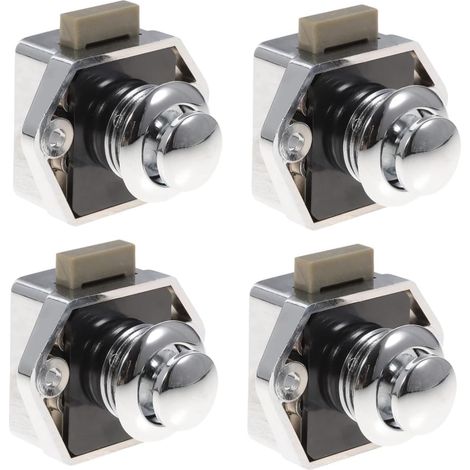 Verrou de porte de meuble en acier inoxydable 4 pièces avec bouton (1/5)