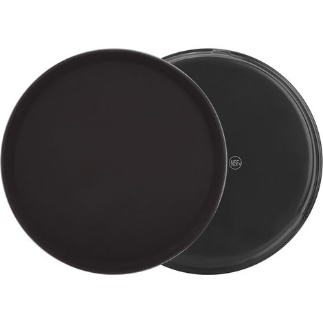 Plateau de service rond en plastique noir (28 cm) pour service à thé, fruits, bonbons et autres aliments (1/5)