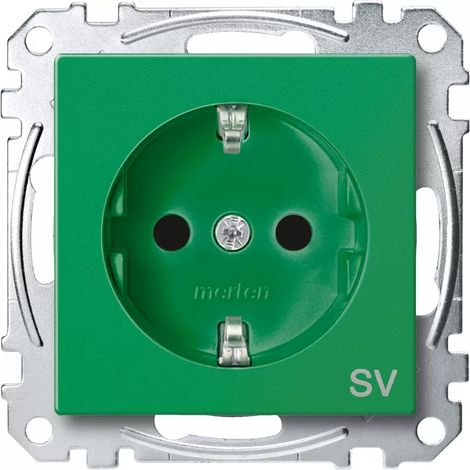 MERTEN MEG2300-0304 SCHUKO-Steckdose für Sonderstromkr., BRS, StK, Mit Kennz. SV, grün, System M-'1036899' (1/2)