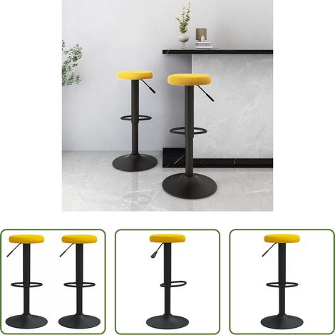 Confort d'assise - Tabourets de bar lot de 2 jaune moutarde velours (1/5)