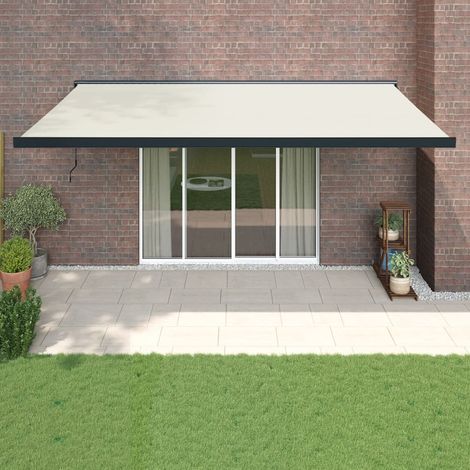 Auvent rétractable Marquise Store Banne Auvent de jardin crème 5x3 m tissu et aluminium 17675 (1/5)