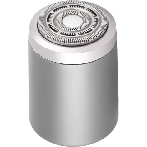Tondeuse à barbe électrique pour homme, rechargeable, portable, en aluminium et acier, couleur argent. Idéale pour les voyages en voiture. (1/5)