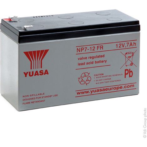 Yuasa – Batterie plomb AGM 12V 7Ah – Étanche pour onduleurs et systèmes d'alarme – Dimensions 151x65x97.5mm – Poids 2.2kg - NP7-12FR