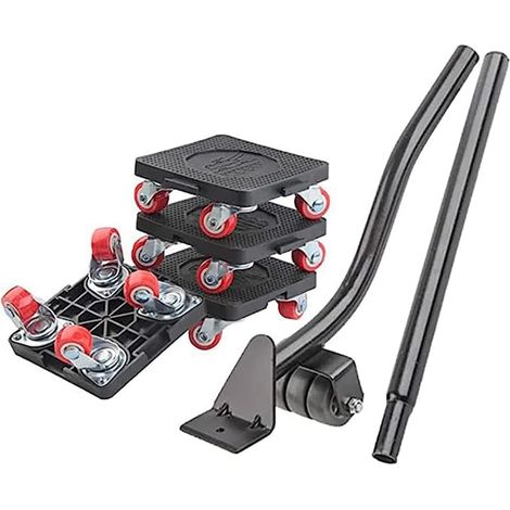 set of furniture moving tools, with 4 wheels and portable lift, for moving furniture, refrigerators, sofas, portable black (1/5)