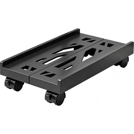 Support tour PC réglable – 20-30 cm x 40 cm – Roulettes pivotantes (2 freins) – Charge 30 kg – Montage facile sans outil – Pour ordinateur – Aération optimisée – Noir (1/4)