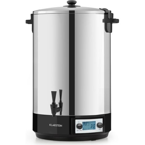 Klarstein KonfiStar 50 Digital Einkochautomat Einkochtopf Einkocher Heißgetränkespender, 50 Liter, 2500 Watt, 30-100 °C, Timer, Warmhalte-Funktion, Deckel mit Verschluss, Edelstahl poliert