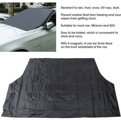 Couvre-pare-brise magnétique pour voiture, 210 x 120 cm, noir, protection contre la neige, la glace et le gel (1/5)