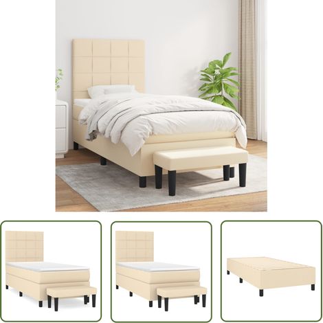 The Living Store Boxspringbett mit Matratze Creme 100x200 cm Stoff - Boxspringbett - Doppelbett - Cremefarbenes Bett - Bettsofa - Schlafsystem (1/5)
