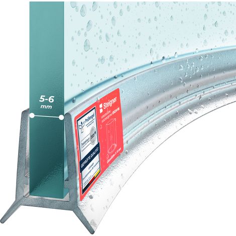 STEIGNER Duschdichtung, 150cm, Glasstärke 5mm/ 6mm, Vorgebogene PVC Ersatzdichtung für Runddusche, UK24-06