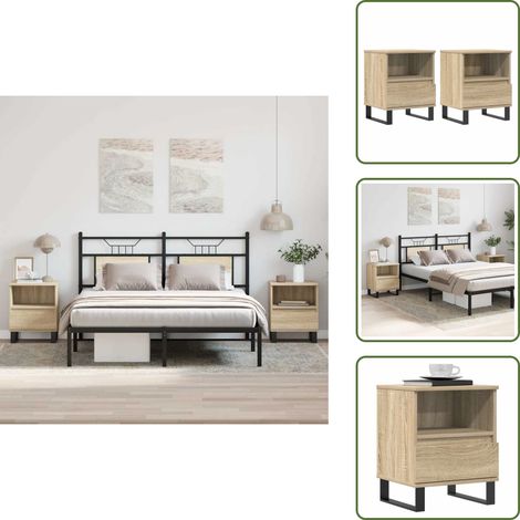 The Living Store Nachttische 2 Stk. Sonoma-Eiche 40x35x50 cm Holzwerkstoff - Nachttisch - Holznachtttisch - Wohnzimmermöbel - Schlafzimmerschreibtisch - Sideboard