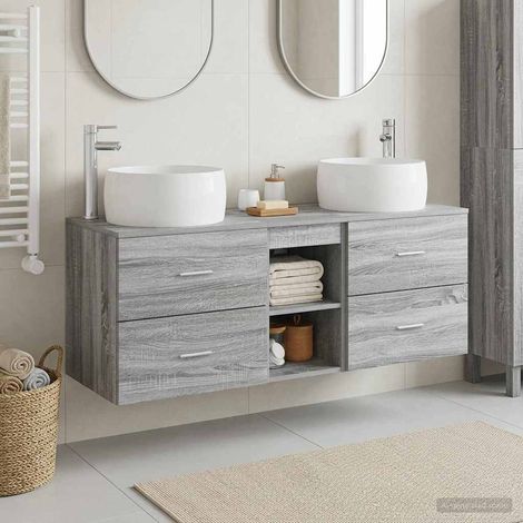 vidaXL Bathroom Furniture Set 3 pcs Grey Sonoma 49.5 x 44.5 x 66 cm (1/5)