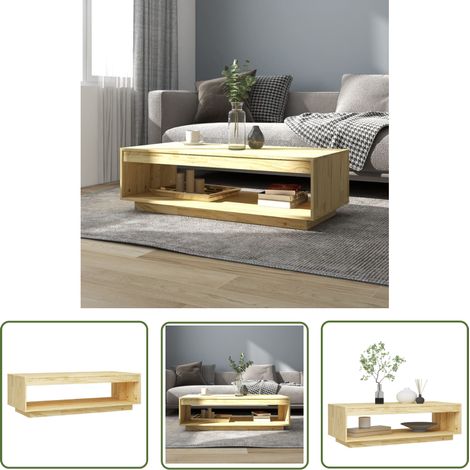 The Living Store Table basse 110x50x33,5 cm bois de pin massif - Table Basse - Meuble Salon - Table D'appoint - Bois Massif - Pin (1/5)