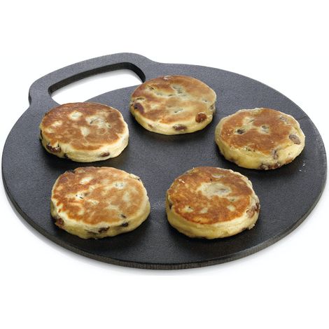 KitchenCraft Vassoio in pietra da forno, antiaderente, per forno o piastra, per pizza, pane, frittelle e altre ricette in confezione regalo di, rotondo, in ghisa, 27 cm x 6,5 mm