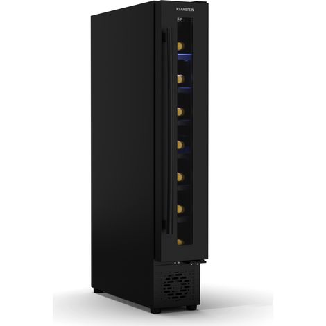 Klarstein Vinovilla 7 Uno Cave à vin encastrable - 7 bouteilles, 1 zone, 5-18°C, éclairage LED, fonctionnement silencieux, noir mat, cave à vin compacte