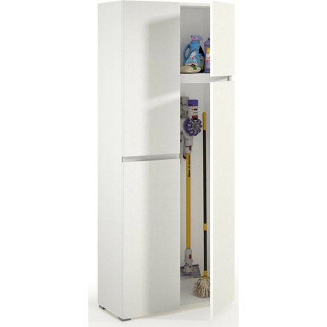 Dmora - Armario multiusos grande Camelia, Mueble multiusos con 4 puertas, Zapatero, Armario que ahorra espacio, 100% Made in Italy, 80x37h195 cm, Blanco, con embalaje reforzado
