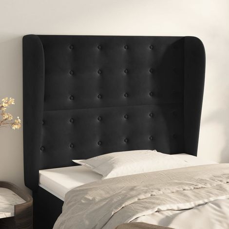Kopfteil mit Ohren Schwarz 93x23x118/128 cm Samt (1/5)