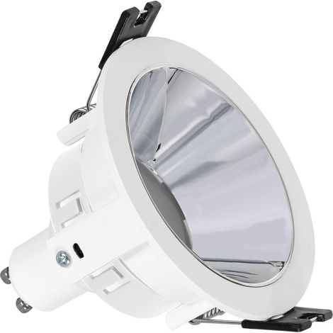 Foco Downlight Cónico GU10 6W Corte Ø 75 mm PC Galvanizado No Flicker 6500K Plateado Blanco Frío