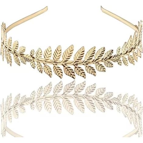 Couronne de mariée dorée, branche de feuilles romaine, serre-tête bohème élégant, coiffe délicate pour cheveux, accessoire de cérémonie, 1 pièce (1/5)