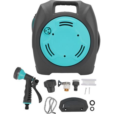 Mini Portable Garden Hose Holder, Storage Rack, Handle, Lake Blue (1/5)