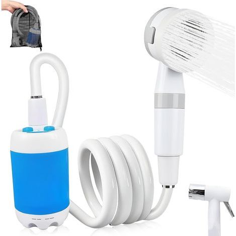 Tragbare Dusche, tragbare Campingdusche, wiederaufladbare Extrusionsdusche über USB, elektrische tragbare Dusche mit 2 Modi, 4000 mAh, für Camping, Camping, Wohnmobile und Haustiere (1 Packung)
