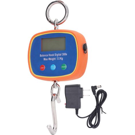 Pèse-charge électronique double face écran LCD 50kg/100LB, crochet suspendu industriel portable 90-240V prise US (1/5)