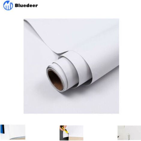 Bluedeer – Papier adhésif pour meuble blanc mat 60x300cm – Film vinyle autocollant imperméable pour armoires et murs – Facile à appliquer et à retirer (1/5)