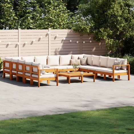 Salon de jardin avec coussins 10 pcs bois d'acacia solide (1/5)