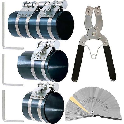 8-teiliges Set: 3", 4" und 6" Kolbenringkompressor, verstellbares Kolbenmontage- und -demontagewerkzeug mit Schraubenschlüssel. (1/5)