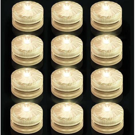12 bougies LED étanches sans flamme, piles incluses – Lot de 12, lumière chaude pour piscine, décoration de fêtes (Halloween, Noël), événements et intérieur (1/3)