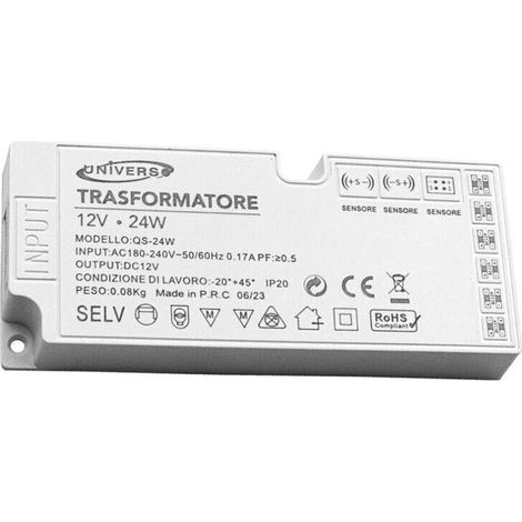 Alimentatore Slim Trasformatore Da 230v A 12v 24 W Per Striscia Led Sensori Luci (1/4)