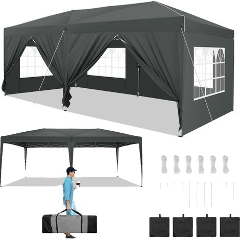 Caseta de jardín, toldo plegable para exteriores, resistente al agua, fácil de montar, gris. (1/2)