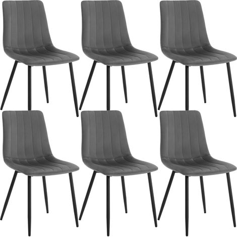 Klihome Confezione da 6 Sedie da Pranzo, Salotto con Schienale, Grigio Scuro, Stile Elegante