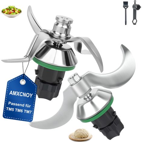 AMXCNOY Kit Accessoires 4-en-1 pour Thermomix TM7 TM6 TM5 - Lame Tranchante Rechange, Couteau Pétrin Pâte, Clé Démontage & Brosse - Set Pâtisserie Inox (1/5)