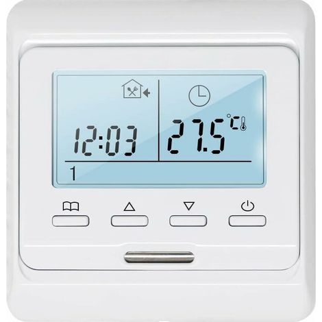 Thermostat programmable 16A pour chauffage au sol électrique – Écran LCD rétroéclairé – Plage de température 5℃ à 90℃ – Installation encastrée (1/5)