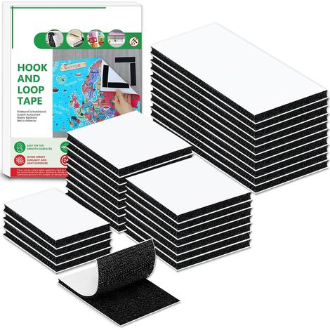 Scratch Autocollant Double Face, 30 PCS de Longueur de Mélange, Rubans Adhésifs, Bande Agrippantes Adhésives Avec Crochets Et Boucles (30 PCS, Noir) (1/5)