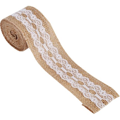 Natürliches Juteband mit weißer Spitze – Rustikale Dekoration für Hochzeiten und Partys 5 (1/5)