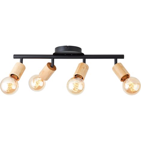 Brilliant Lampe Tiffany Strahlerrohre 4flg schwarz matt/natur braun 4x A60, E27, 28 W