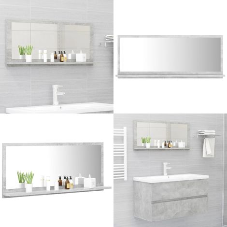 Miroir de salle de bain Gris béton 90x10,5x37 cm Aggloméré - Miroir mural - Miroir gris béton (1/5)