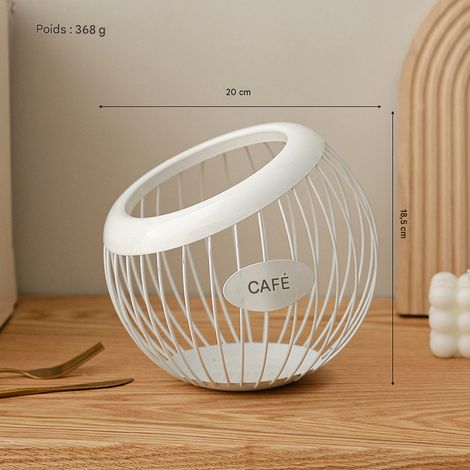 Ce panier de rangement blanc est parfait pour ranger les capsules de café, les fruits, les bonbons et les en-cas, ce qui en fait un choix idéal pour votre table basse. (1/2)