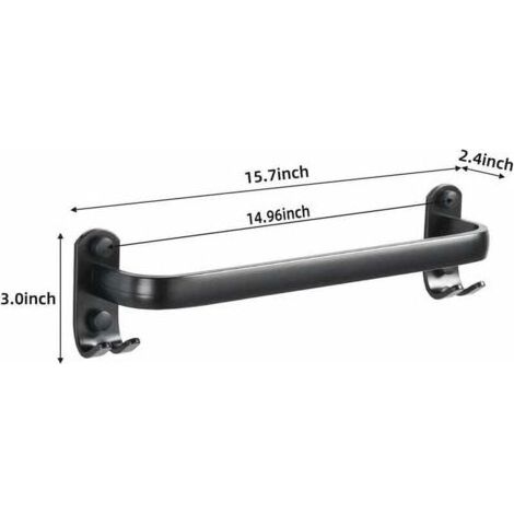 Barre Porte-Serviettes Mural 40 cm, Support Torchons Cuisine et Salle de Bain, Noir (1/4)