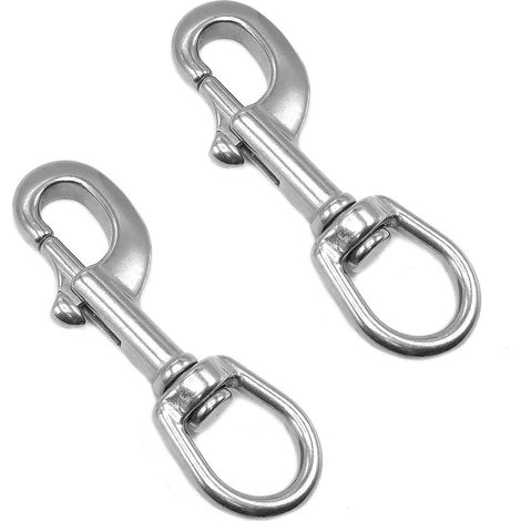 2 bulloni ad occhiello in acciaio inossidabile 316, moschettone di grado marino, per immersioni, animali domestici e portachiavi (3,6 pollici) (1/4)