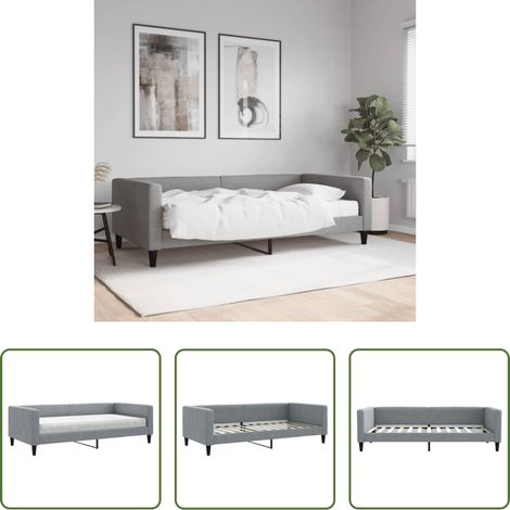 vidaXL Sofa mit Matratze - Tagesbett mit Matratze Hellgrau 100x200 cm Stoff (1/5)