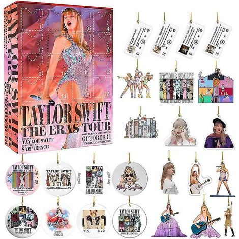 Calendrier de l'Avent 2023 Pendentif Taylor Swift pour Fans, 24 Jours de Compte à Rebours de Noël Boîte Aveugle, Idée Cadeau de Noël Adorable pour Swifties (1/4)