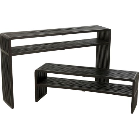 Console en bois noir avec étagère design teck recyclé - Noir effet bois recyclé (1/5)
