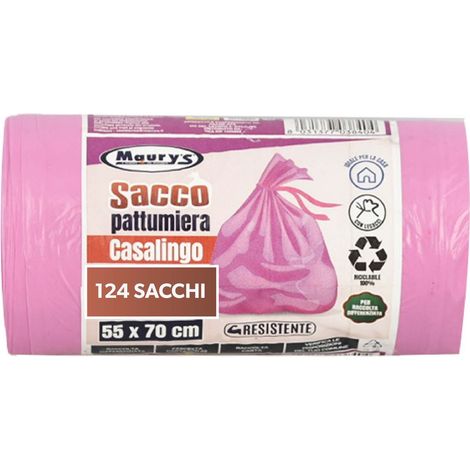 MAURY'S SET 124 SACCHI PER PATTUMIERA 55X70CM IN ROTOLI DA 31 PEZZI ROSA