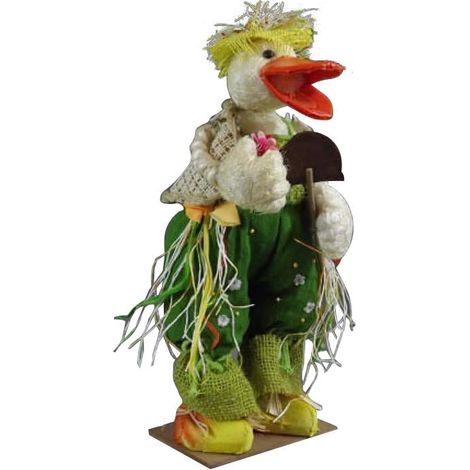 Pato grande de tela de sisal con pico y pala naranjas. (1/2)